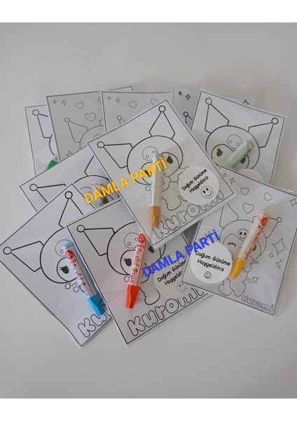 Kuromi Hediyelik Pastel Boyama 2li, 10 Adet, Kuromi Doğum Günü Parti Malzemeleri fiyatları