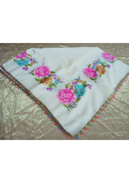 Cenk ve Reyhan Zarif ve Şık El Işi Iğne Oyalı Yazma/el Işi Iğne Yemeni/el Işi Tülbent/baş Örtüsü