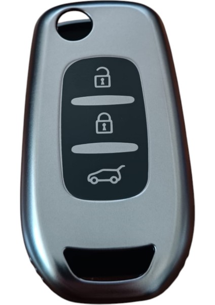 Renault Megane 4 / Clio 5 Anahtar Uyumlu Silikon Oto Anahtar Kumanda Kabı Kılıf Füme