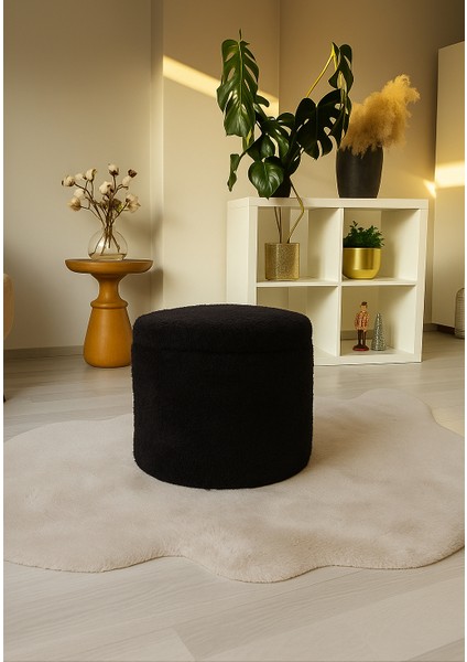 Mutlu evimiz Dekoratif Rahat ve Çok kullanışlı - Sandıklı Puf - Siyah Renkli - Yuvarlak Puf - Çok Amaçlı Kullanım - Modern Bench fiyatları