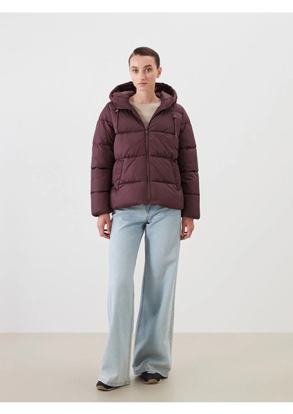 Lcwaıkıkı Classic Mürdüm Kapüşonlu Kadın Şişme Mont fiyatları