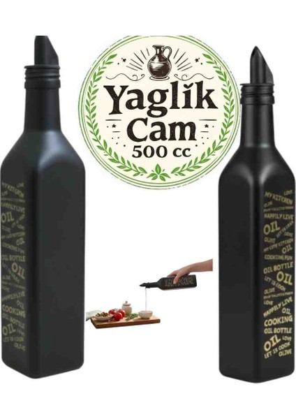 Cam Yağlık 500 cc 2 Ad Siyah Kare