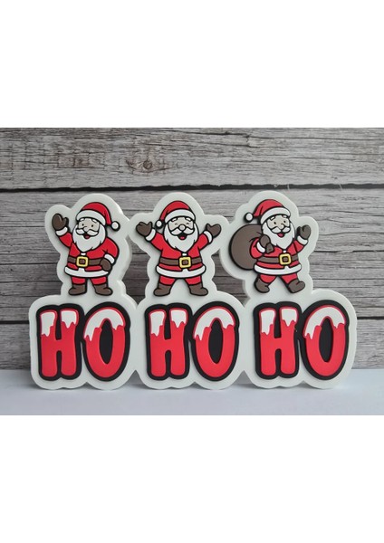 Ho Ho Ho Dekoratif Yazı | Yılbaşı Kapı ve Duvar Süsü | Noel Masa Üstü Süs | 200 x 121MM