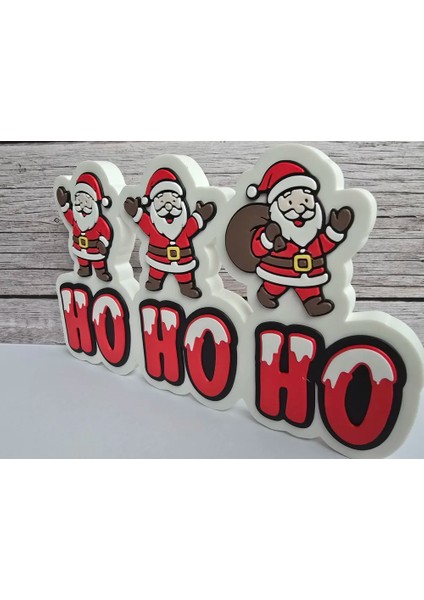 Ho Ho Ho Dekoratif Yazı | Yılbaşı Kapı ve Duvar Süsü | Noel Masa Üstü Süs | 200 x 121MM modelleri