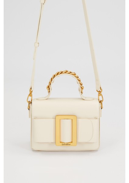 Krem Zincir Işlemeli El ve Omuz ÇANTASI-930245