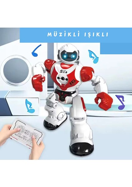 16 Fonksiyonlu Şarjlı Uzaktan Kumandalı Akıllı Robot Sesli Işıklı Programlama Dans Moonwalk Robot