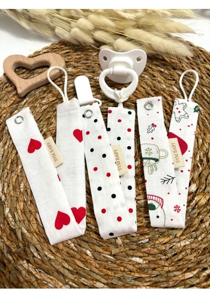 Emzik Askı Seti,yılbaşı Konsepti 3 Adet Emzik Askısı ve 1 Adet Askı Klipsi