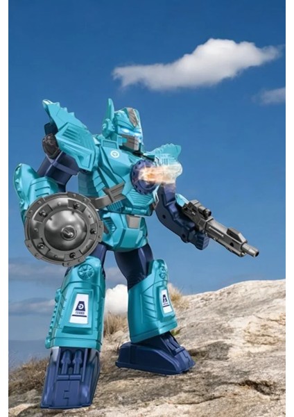 Pilli Sesli Işıklı ve Müzikli Buhar Çıkartan Hareketli Pilli Robot 34 cm - Buhar Atan Müzikli Robot