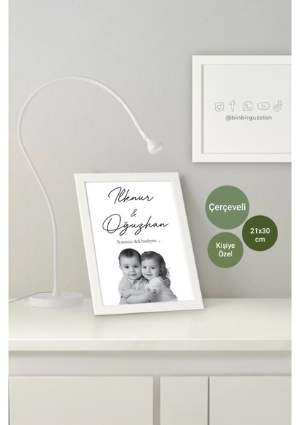 Kişiye Özel Çocukluk Fotoğraflı + Çerçeveli Tablo - 21X30 cm