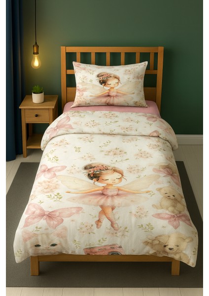 Pembe Balerin Peri Kedili Tek Kişilik Çocuk Nevresim Seti