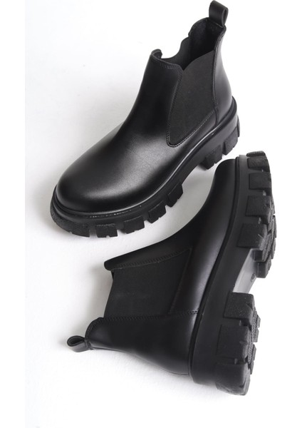 Julx Premium Kadın Siyah Günlük Lastikli Su Geçirmez Bot