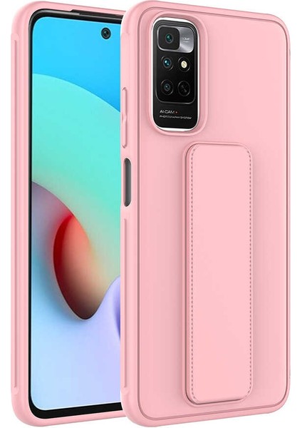 Xiaomi Redmi Note 11 Global Kılıf Brvh Qstand Kapak-Pembe
