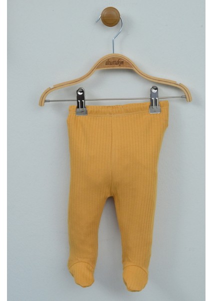 Sevimli Ayıcık Nakışlı %100 Pamuk Taba Ribana Bebek Takımı