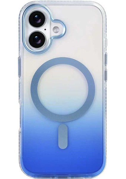 iPhone 17 Kılıf M-Safe Şarj Özellikli Transparan Renk Geçişli Brvh Toros Kapak - Mavi fırsatları