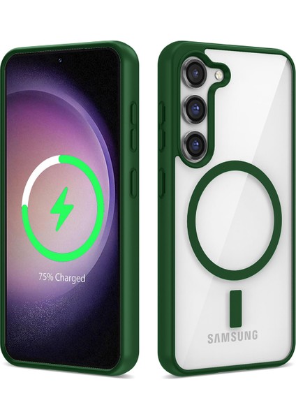 Galaxy S22 Plus Kılıf Magsafe Wireless Şarj Özellikli Silikon Brvh Ege Kapak-Yeşil