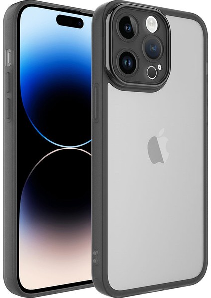 Apple iPhone 14 Pro Kılıf Kamera Korumalı Transparan Brvh Post Kapak-Siyah