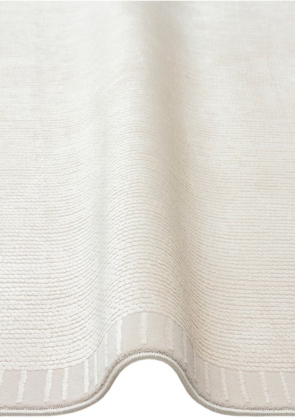 Athena Border Ivory Sık Dokuma Tekniği ile Üretilen Viskon Modern ve Sade Makine Halısı
