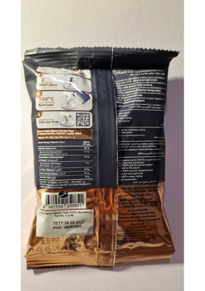 Hazır Türk Kahvesi Sade 100 gr fiyatları
