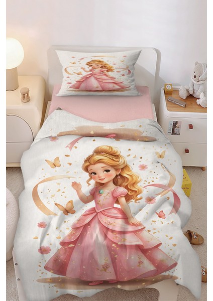 Pembe Prenses Kelebekli Tek Kişilik Çocuk Nevresim Seti fiyatları