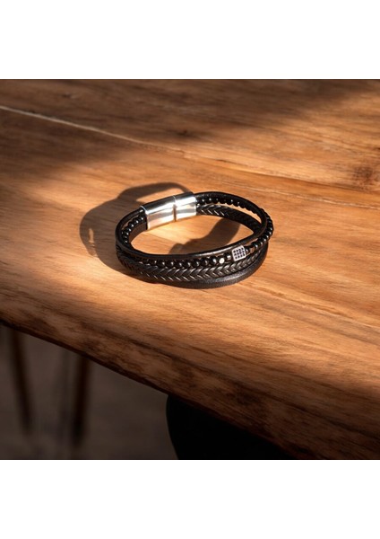 Erkek Hakiki Deri Bileklik Hediyelik Örgü & Taş Detaylı Vintage Bileklik indirimleri