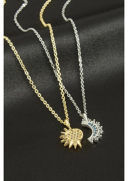 Hilal Yıldız Çift Zirkon Taşlı Kolye fiyatları