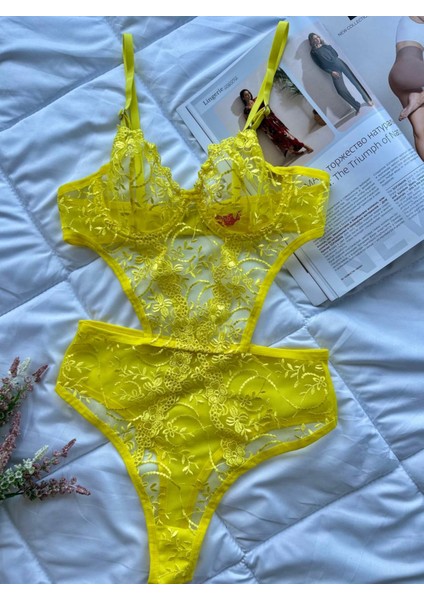 Dantelli Desteksiz Balenli Tül Body/bodysuit - B Cup 75-80-85-90