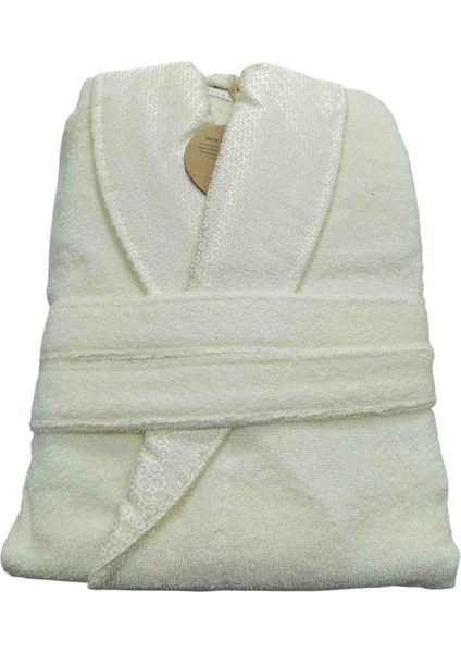 Şal Yaka (%100 Pamuk) L Beden Tek Bornoz Krem