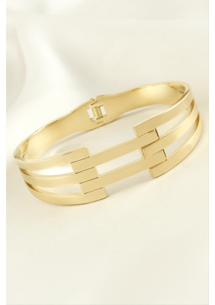 Çift Sıra Lüks Çelik Kelepçe Bileklik