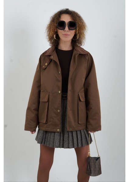 Kahve Kadife Yaka Mont