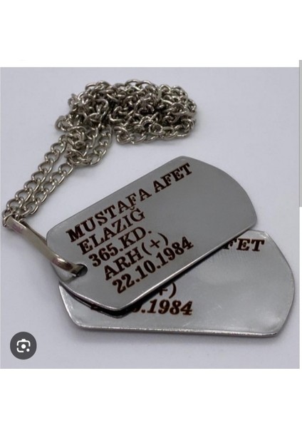 Askeri Künye Çelik Askeri Künye