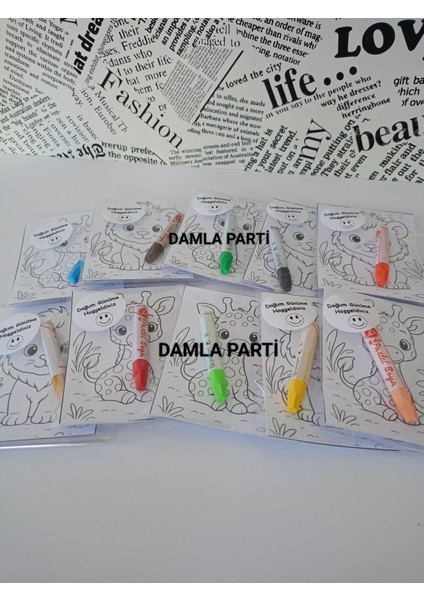 Safari Hediyelik Pastel Boyama 2li, 10 Adet, Safari Doğum Günü Parti Malzemeleri fiyatları