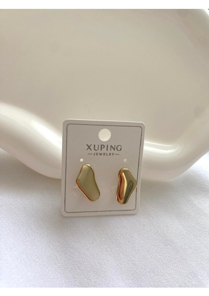 Alpjewel 316L Xuping Gold Kaplama Modern Organik Form Küpe Kararmaz – Şık ve Minimal Tasarım