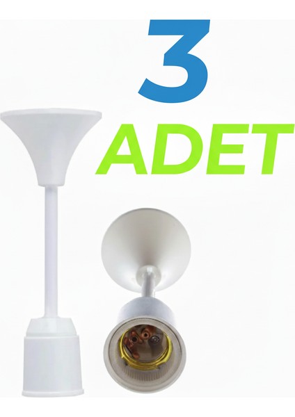 Muhafazalı Porselen Asma Duy Tij Takımı E27 - 3 adet -