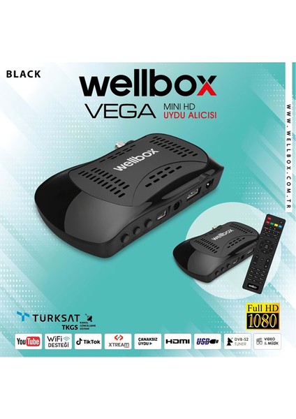 Wellbox Vega Uydu Alıcısı Tv Wi-Fi Internet HDMI 1080P Çanaksız Uydu