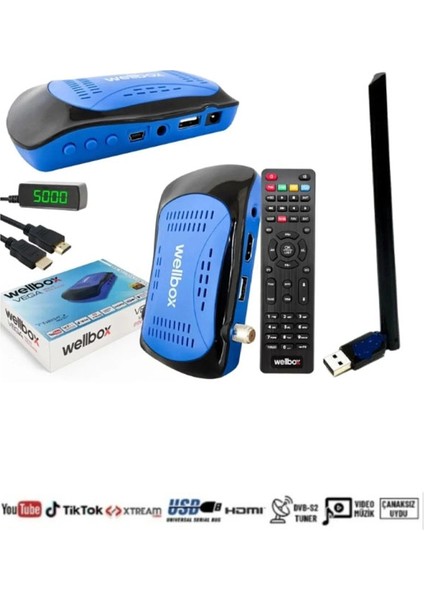 Wellbox Vega Uydu Alıcısı Tv Wi-Fi Internet HDMI 1080P Çanaksız Uydu fiyatları