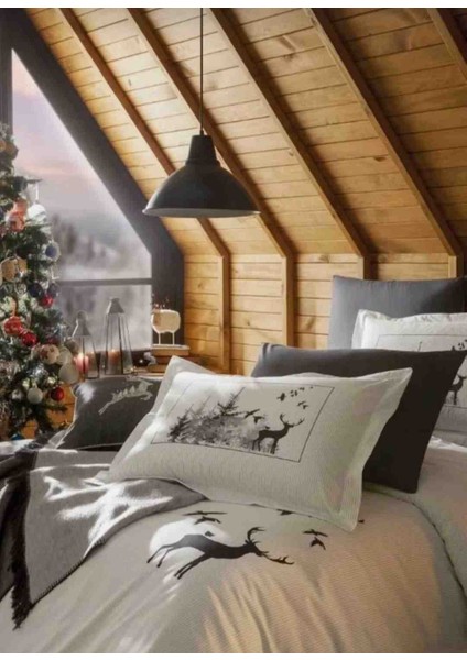 Çift Kişilik (Çarşafı Lastikli) 4 Yastık Kılıflı Nevresim Takımı Naturaleza