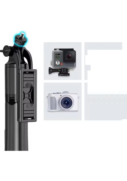 iPhone 15 Pro Max Uyumlu Snapshot Magic Q05 Selfie Çubuğu, Üç Ayak Standı, Uzatılabilir Monopod indirimleri