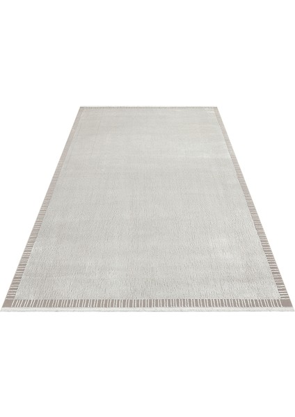 Athena Border Grey Sık Dokuma Tekniği ile Üretilen Viskon Modern ve Sade Makine Halısı