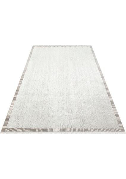 Athena Border Grey Sık Dokuma Tekniği ile Üretilen Viskon Modern ve Sade Makine Halısı