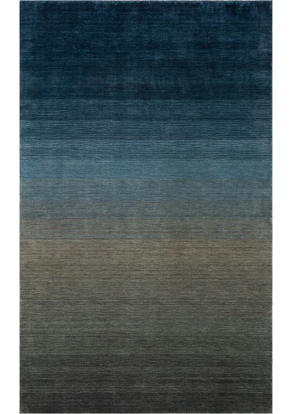 Odesa Navy Grey, Modern Çizgilere Sahip Renk Geçişli %100 Saf Yün ile Üretilen Salon Halısı