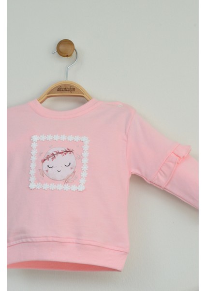 Pembe Kız Bebek Baskılı Fırfırlı Alt Üst Takım modelleri