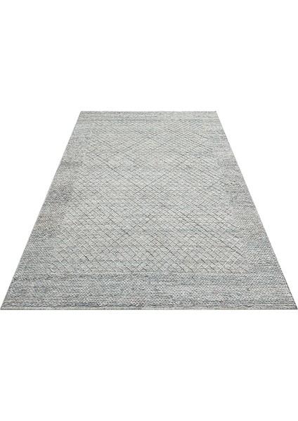 Lhasa Blue, Polyester, Yün ve Pamuk Karışımıyla Üretilen Dayanıklı ve Hasır Dokulu Halı