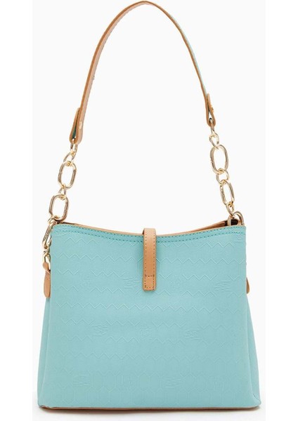 Lazer Baskılı Kadın Omuz Çantası - Su Yeşili fırsatları