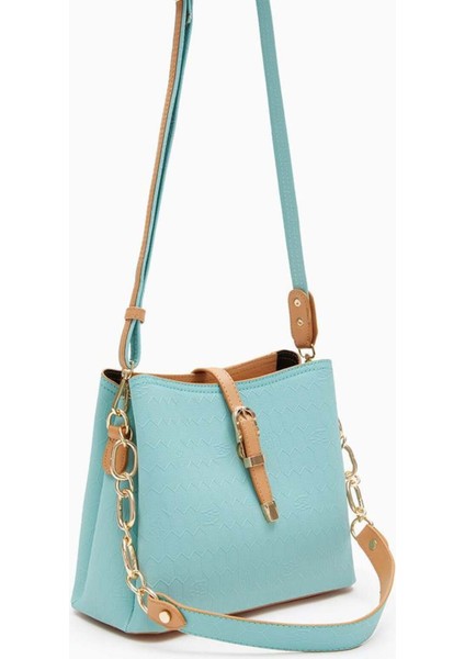 Lazer Baskılı Kadın Omuz Çantası - Su Yeşili indirimleri