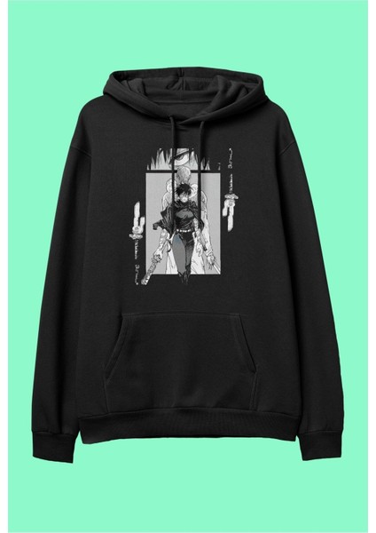 Oversize Jujutsu Kaisen Maki Zenin Anime Karakter Baskılı Tasarım Kapüşonlu Sweatshirt Hoodie
