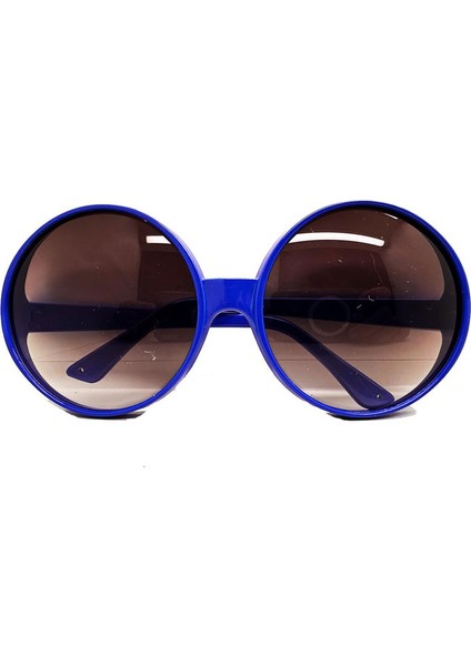 Yuvarlak Yeşilçam 80 li 90 lı Yıllar Parti Gözlüğü Retro Mavi Renk