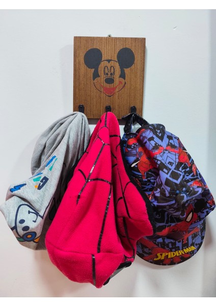 Ahşap Dekoratif Duvar Anahtarlık ,çocuk Giysi Takı, Aksesuar Askısı Mickey Mouse Desenli ,çoklu Kancalı Askı Çok Amaçlı Askılık modelleri