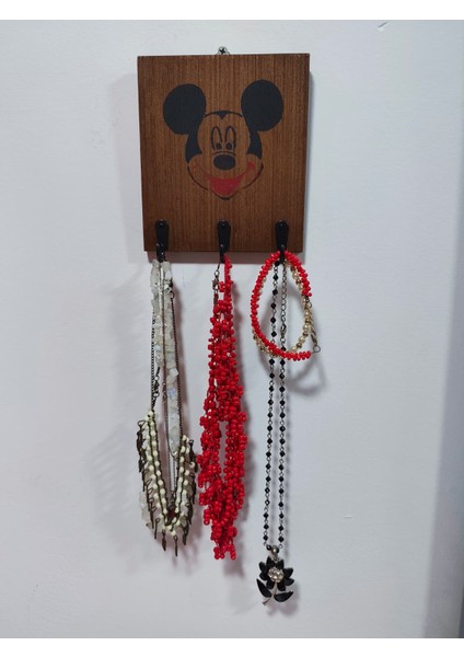 Ahşap Dekoratif Duvar Anahtarlık ,çocuk Giysi Takı, Aksesuar Askısı Mickey Mouse Desenli ,çoklu Kancalı Askı Çok Amaçlı Askılık fırsatları