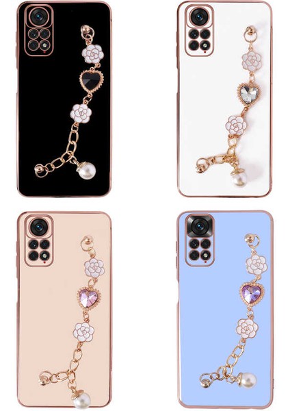 Xiaomi Redmi Note 11 Global Kılıf El Tutamaçlı Kamera Korumalı Brvh Taka Silikon Kapak-Beyaz fiyatları