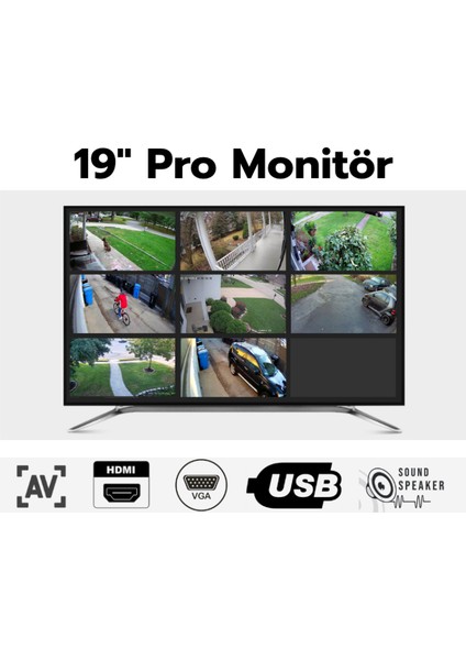 AR-KM AURORA 16 Kameralı WİFİ Güvenlik Kamerası Seti 19'' Monitör NVR Kayıt Cihazı (256GB SSD Dahil) fırsatları